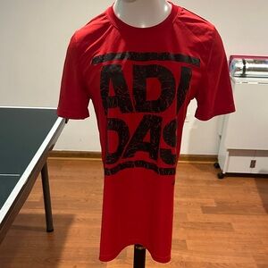 Adidas Men's Bold Red Tee with Black Graphic